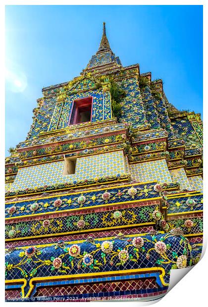 Red Door Pagoda Phra Maha Chedi Wat Pho Bangkok Thailand Print by William Perry