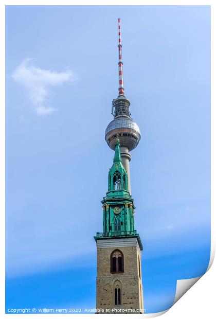 St Mary's Church TV Tower Berlin Germany Print by William Perry