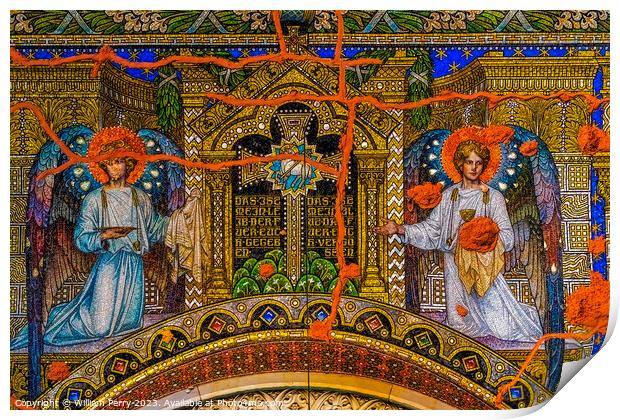 Angels Mosaic Kaiser Wilhelm Memorial Church Berlin Germany Print by William Perry