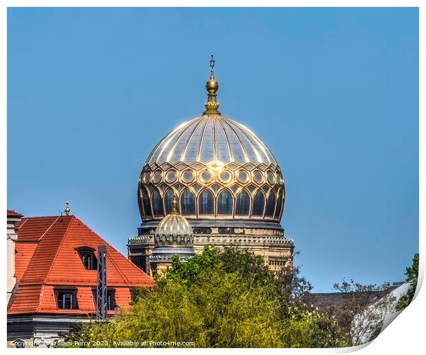 Golden Dome New Jewish Synagogue Berlin Germany Print by William Perry