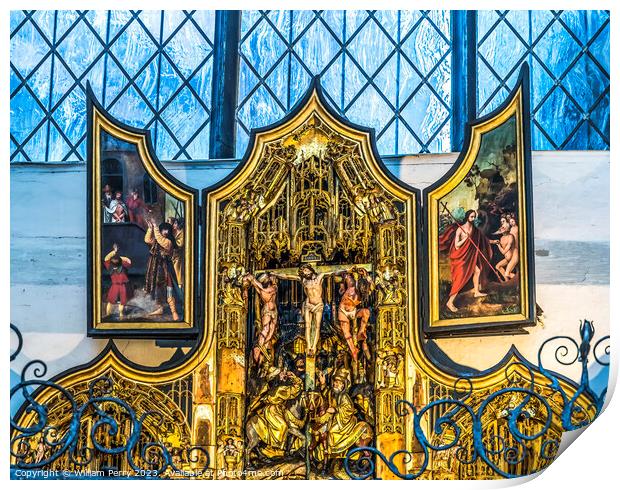 Medieval Triptych Shrine St Mary's Church Gdansk Poland Print by William Perry