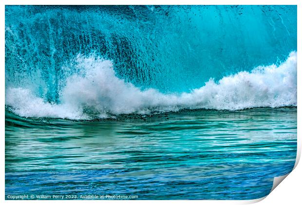 Colorful Large Wave Waimea Bay North Shore Oahu Hawaii Print by William Perry