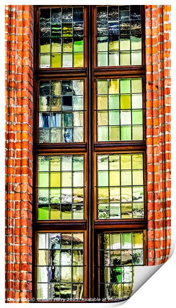 Colorful Windows Abstract Copernicus House Torun Poland Print by William Perry