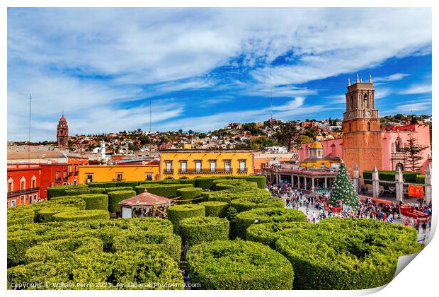 Parroquia Green Jardin Archangel Church San Miguel Mexico Print by William Perry