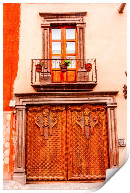 Window Wooden Door San Miguel de Allende Mexico Print by William Perry