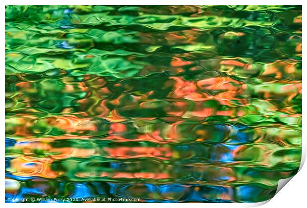 Red Green Blue Water Reflection Abstract Habikino Osaka Japanr Print by William Perry