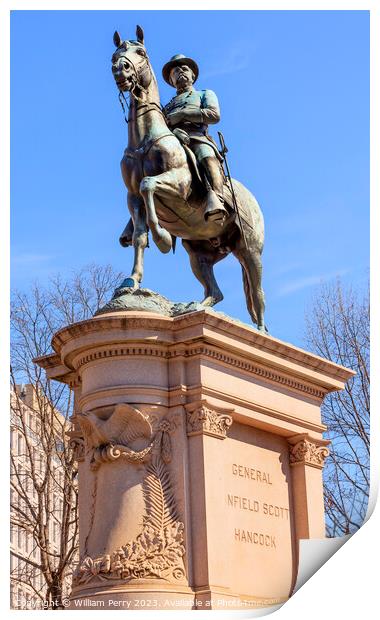 General Hancock Civil War Memorial Washington DC Print by William Perry