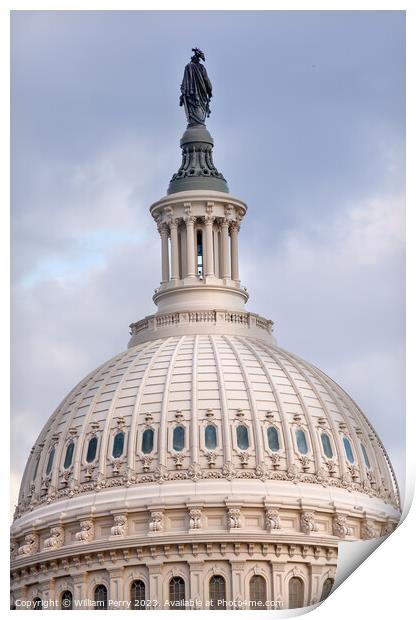 US Capitol Dome Freedom Statue Washington DC Print by William Perry