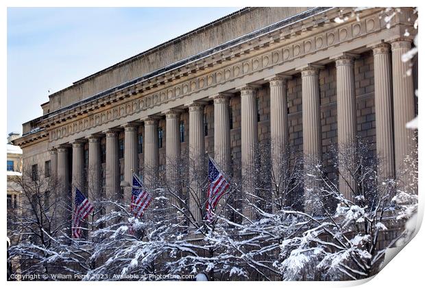 Commerce Department After the Snow Washington DC Print by William Perry