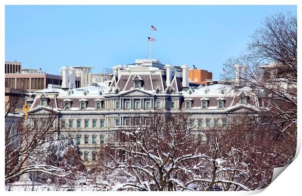 Old Executive Office Building After the Snow Washington DC Print by William Perry