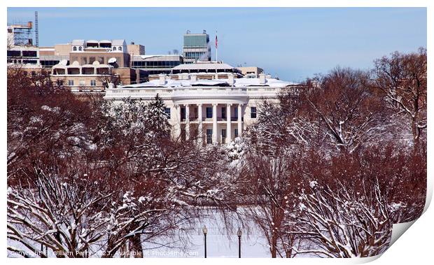 White House After the Snow Constitution Avenue Washington DC Print by William Perry