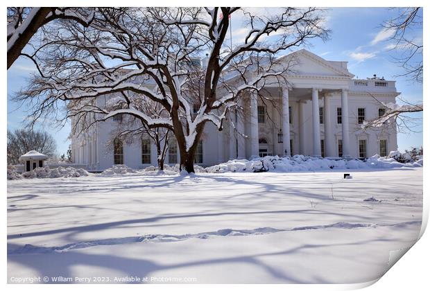 White House Trees After Snow Pennsylvania Ave Washington DC Print by William Perry
