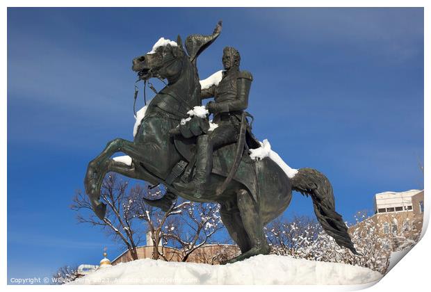 Jackson Statue Lafayette Park After Snow Pennsylvania Ave Washin Print by William Perry