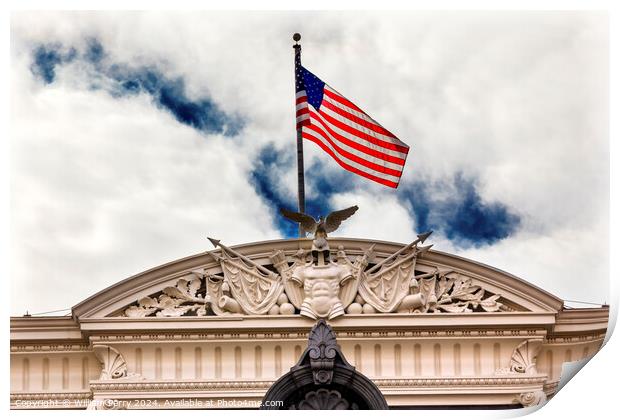 Old Executive Office Building Roof Decorations Flag Washington D Print by William Perry