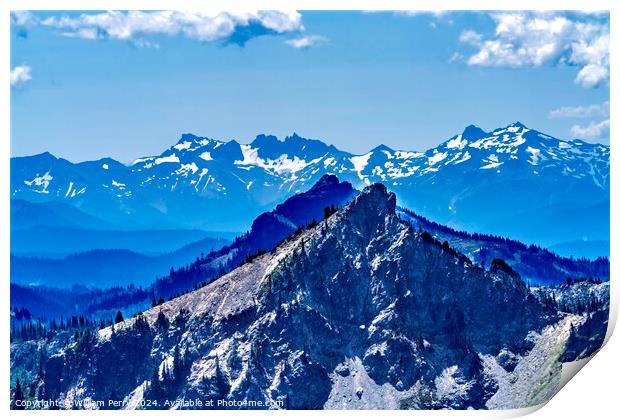 Snow Mountains Foothills Crystal Mountain Pierce County Washingt Print by William Perry