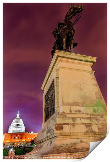 US Grant Statue US  Capitol Construction Washington DC Print by William Perry