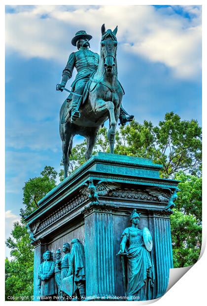 General John Logan Civil War Statue Washington DC Print by William Perry