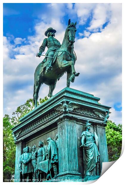 General John Logan Memorial Civil War Statue Washington DC Print by William Perry