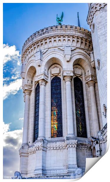 Tower Basilica Notre Dame  de Fourviere Lyon France Print by William Perry