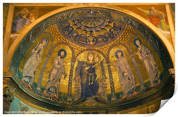 Ancient Mary Jesus Mosaic Santa Francesca Romana B Print by William Perry