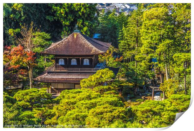 Colorful Ginkakuji Silver Pavilion Tori Gate Buddhist Temple Kyo Print by William Perry