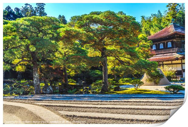 Ginkakuji Silver Pavilion Temple Rock Garden Kyoto Japan Print by William Perry