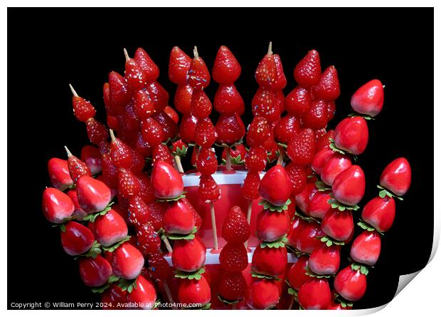 Colorful Red Japanese Candied Strawberry Sticks Kyoto Japan Print by William Perry