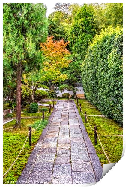 Colorful Path Tofuku-Ji Funda-In Sesshu-ji Buddhist Temple Kyoto Print by William Perry