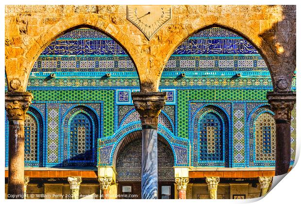 Mosaics Dome of the Rock Islamic Temple Mount Jerusalem Israel Print by William Perry