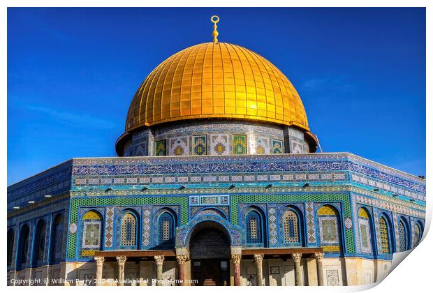 Dome of the Rock Islamic Mosque Temple Mount Jerusalem Israel  Print by William Perry