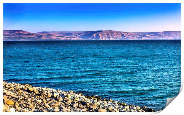 Sea of Galilee Capernaum from Saint Peter's House Israel  Print by William Perry
