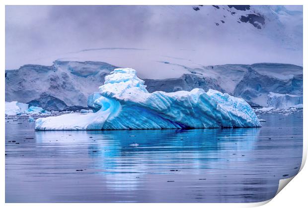 Blue Iceberg Paradise Bay Antarctica Print by William Perry