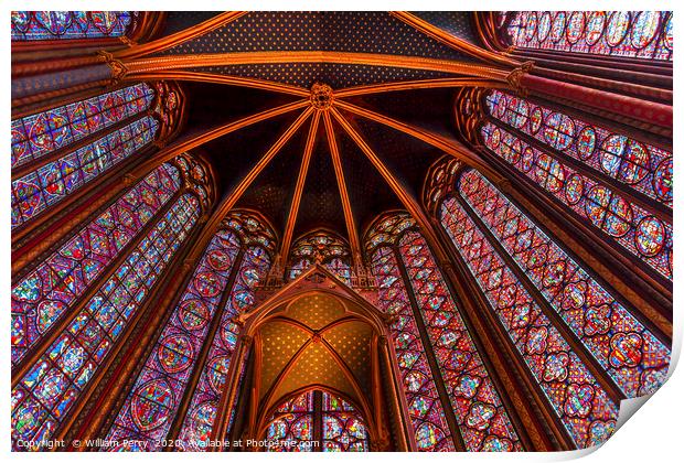 Ceiling Sainte Chapelle Cathedral Paris France Print by William Perry