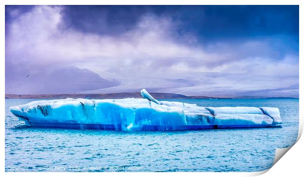 Blue ceberg Jokulsarlon Glacier Lagoon Iceland Print by William Perry