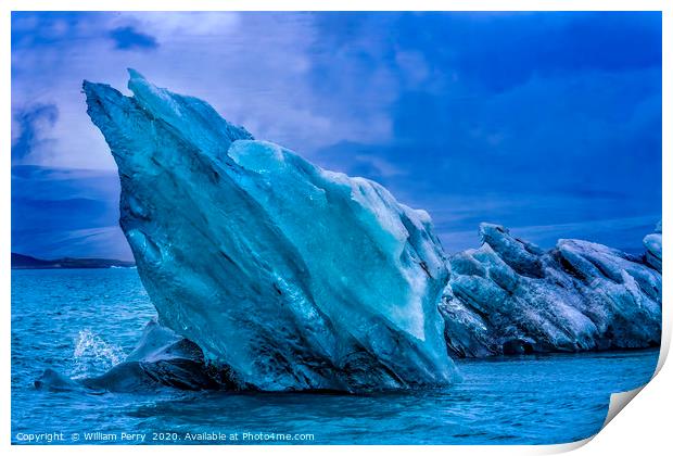 Blue Iceberg Jokulsarlon Glacier Lagoon Iceland Print by William Perry