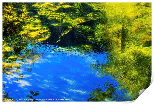 Summer Blue Green Abstract Wenatchee River Washing Print by William Perry