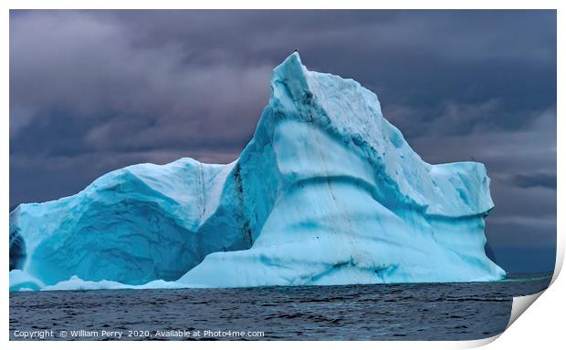 Floating Blue Iceberg Antarctica Print by William Perry