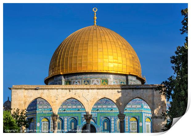 Dome Rock Islamic Mosque Temple Mount Jerusalem Is Print by William Perry
