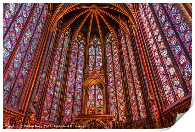 Stained Glass Sainte Chapelle  Cathedral Paris Fra Print by William Perry