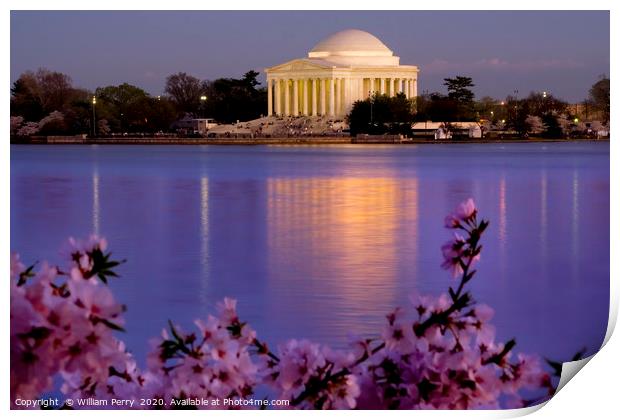 Jefferson Memorial Cherries Washington DC Print by William Perry