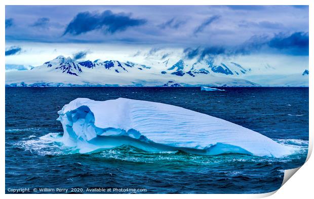 Blue Green Iceberg Antarctica Print by William Perry