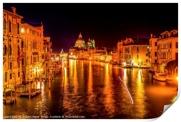 Colorful Grand Canal Salut Church Night Venice Ita Print by William Perry