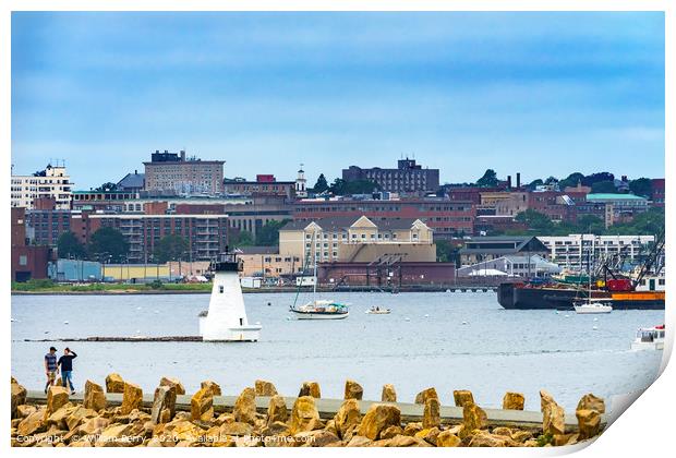 Breakwater Lighthouse New Bedford Harbor Massachus Print by William Perry