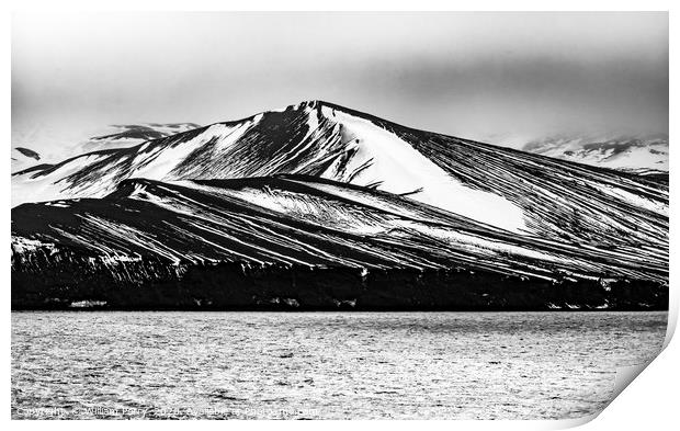 Black and White Snow Mountains Telefon Bay Decepti Print by William Perry