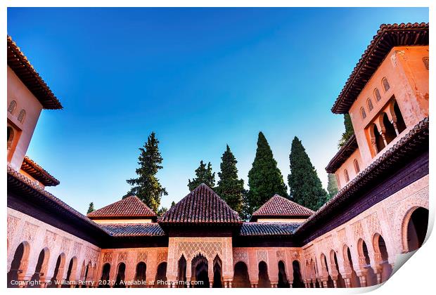 Alhambra Moorish Courtyard Lions Granada Andalusia Print by William Perry