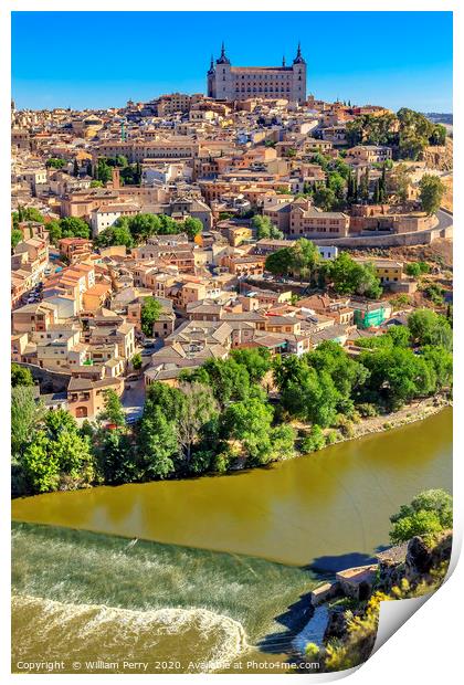 Alcazar Fortress Medieval City Tagus River Toledo  Print by William Perry