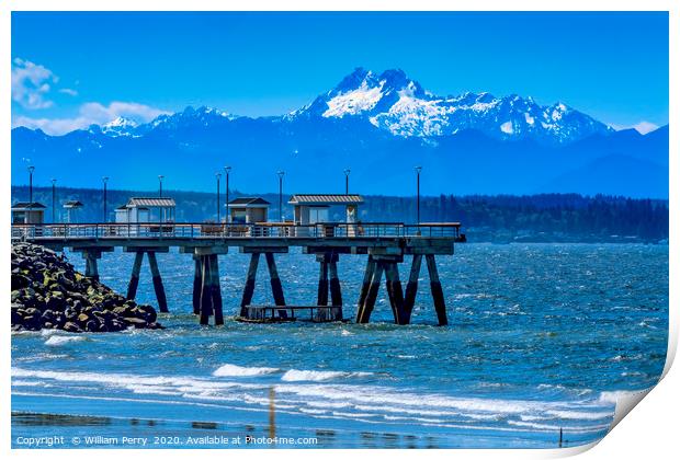 Mount Olympus Pier Olympic Mountains Beach Park Ed Print by William Perry