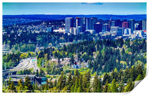 Houses City Center Bellevue Washington Print by William Perry