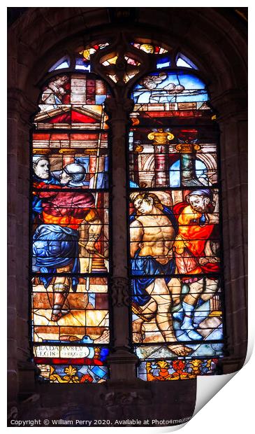 Christ Soldiers Stained Glass Salamanca New Cathedral Spain Print by William Perry