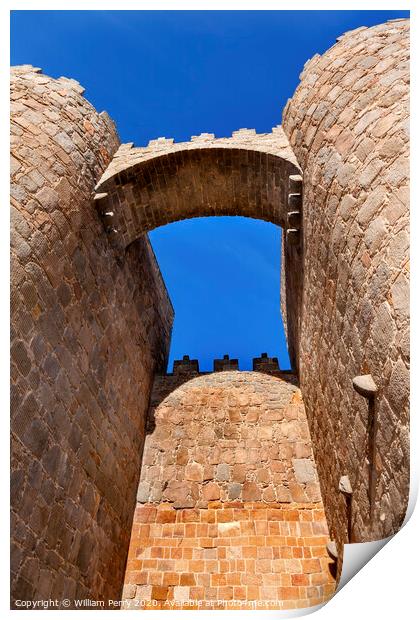 Avila Castle Walls Arch Cityscape Castile Spain Print by William Perry